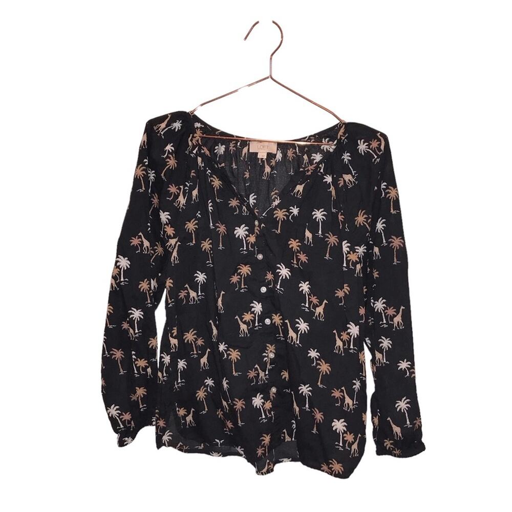 Loft outlet Giraffe & Palm Tree Button-Down Top - Size Small